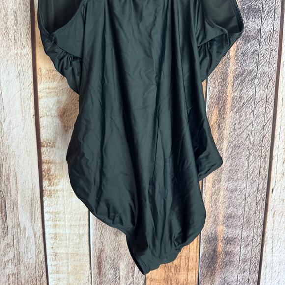 J.Crew Swimsuit One Piece Black Ruched V-Neck Size 16 Beach Vacation Sustainable - Picture 5 of 8